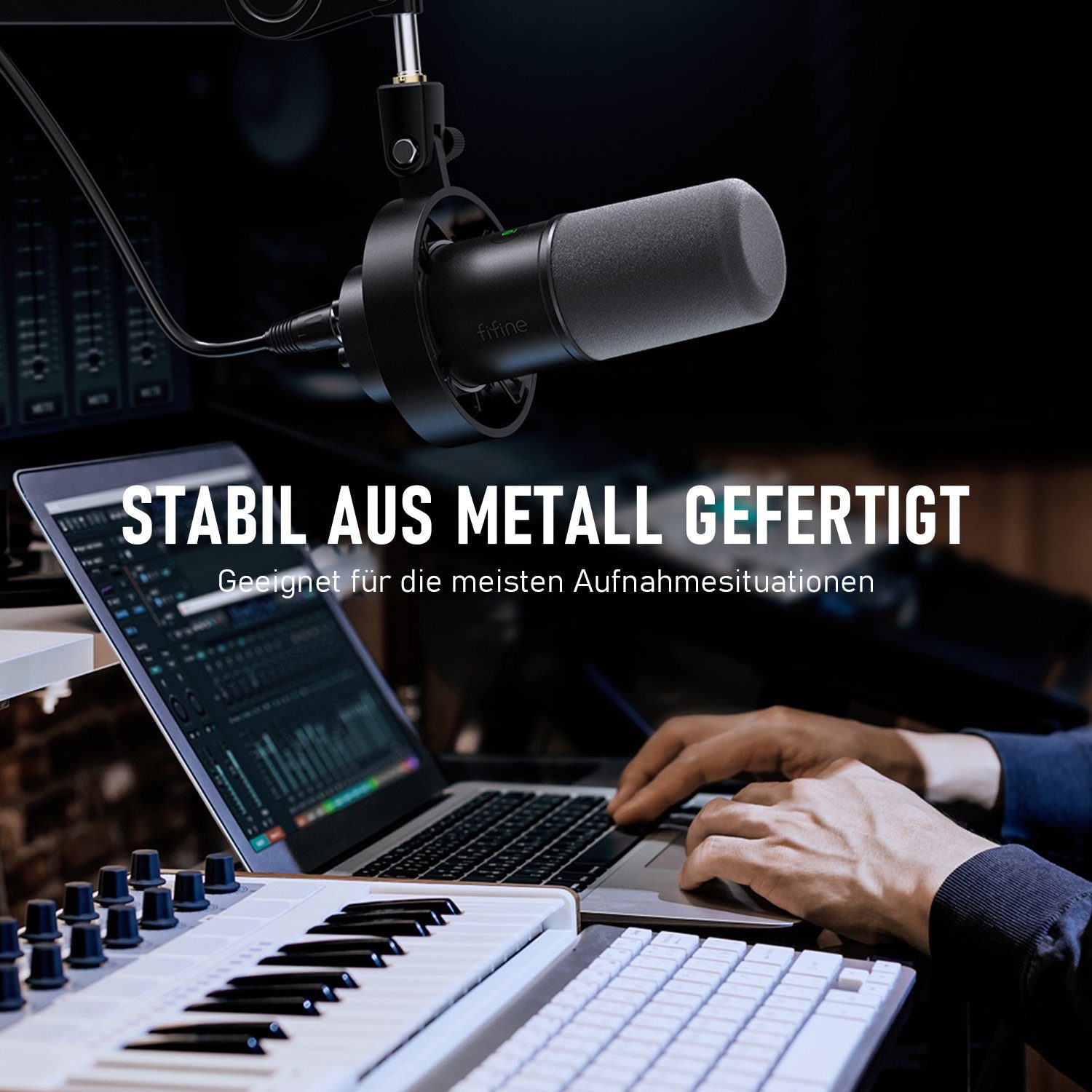 FIFINE Mikrofon XLR Studio Mikrofon Dynamisches USB Microphone PC, für Streaming Podcast Gaming für PS4/5 Mac Mixer Soundkarten