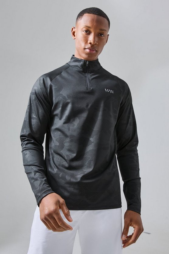 Man Active Camouflage Performance Oberteil mit Reißverschluss