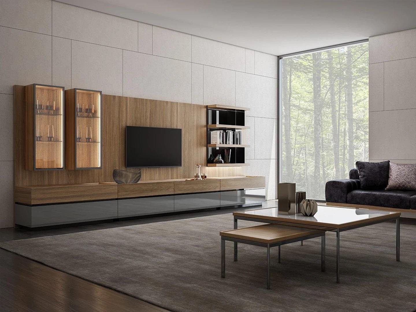 JVmoebel Wohnwand Modern Design Einrichtung Wohnwand Set TV-Ständer Wandregale, (1-St., 1x nur Wohnwand ohne Couchtisch), Made in Europa
