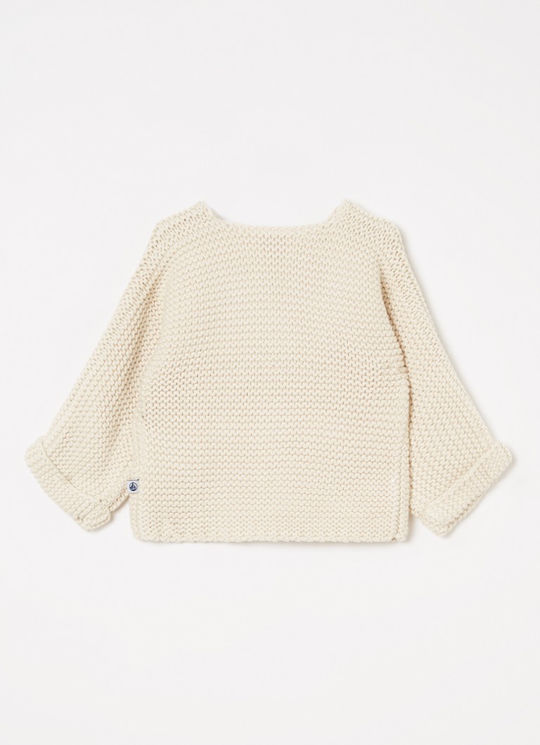Cardigan Petit Bateau cu guler rotund și tricotat gros