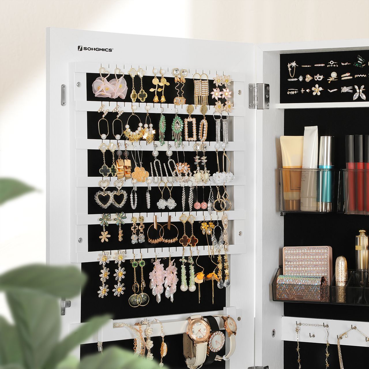 Songmics Schmuckschrank, mit 2 separaten Make-up Organizern