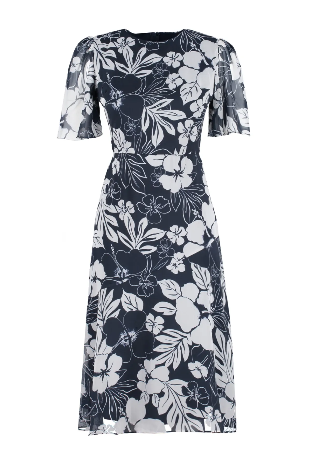 Trendyol Collection  Indigoblaues A-Linien-Basic-Midi-Webkleid aus Chiffon TWOSS20EL0908
