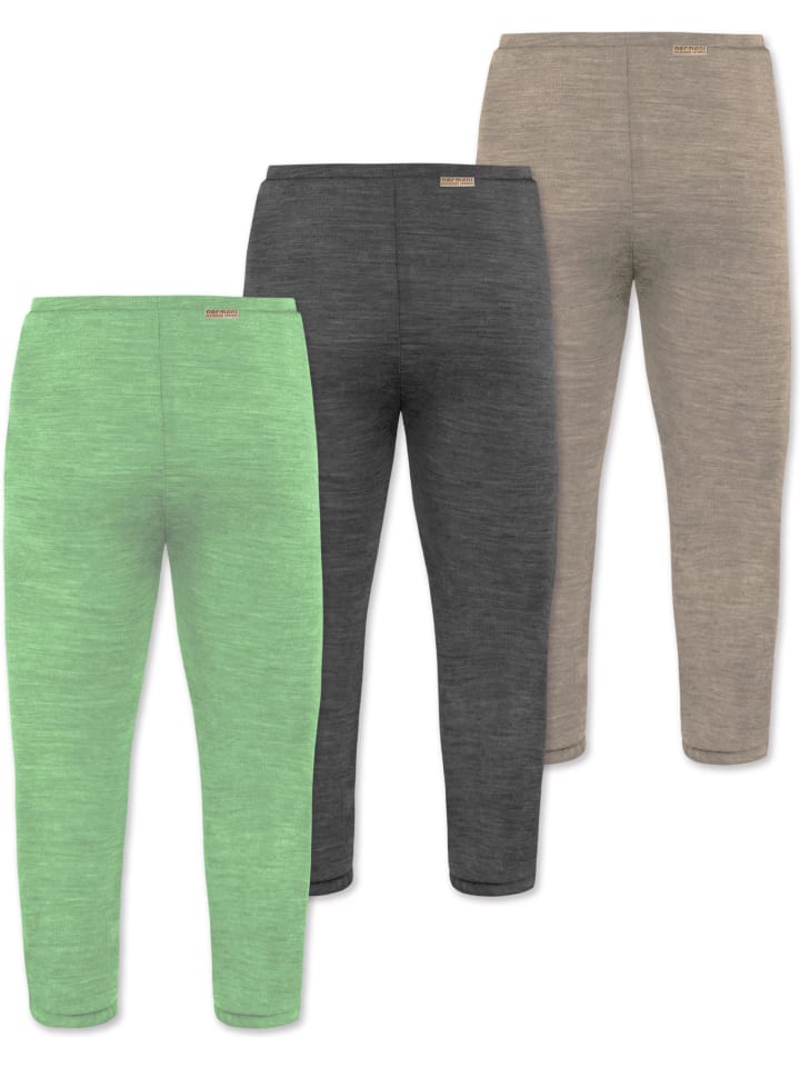 Normani Outdoor Sports 3er Pack Baby Merino Unterhose mit Füßen in Beige/Anthrazit/Grün günstig kaufen