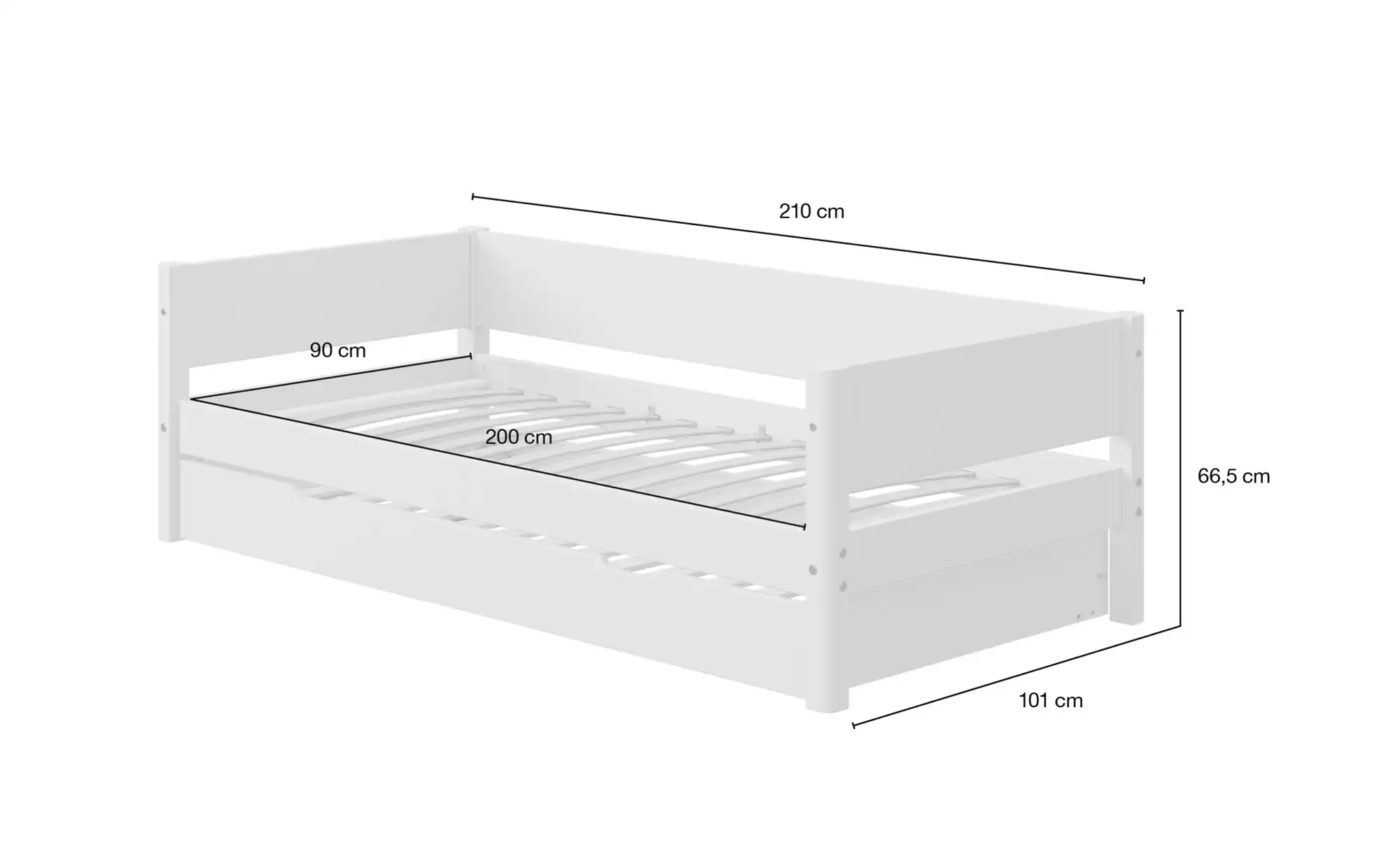 FLEXA Bett mit Ausziehbett Flexa White