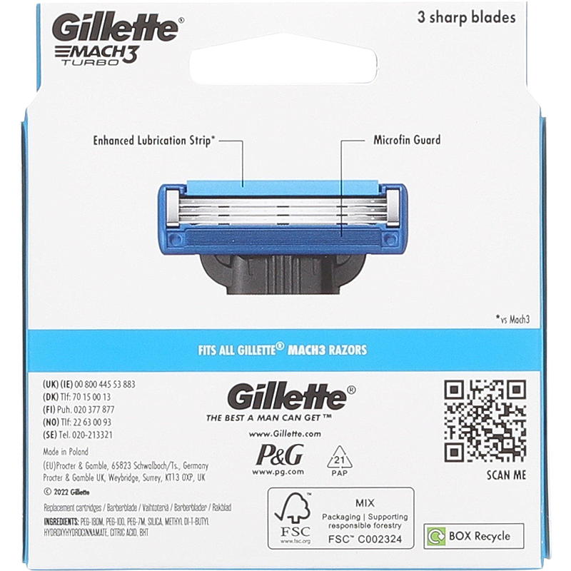 Gillette Gillette blader 6-pk Mach3 Turbo