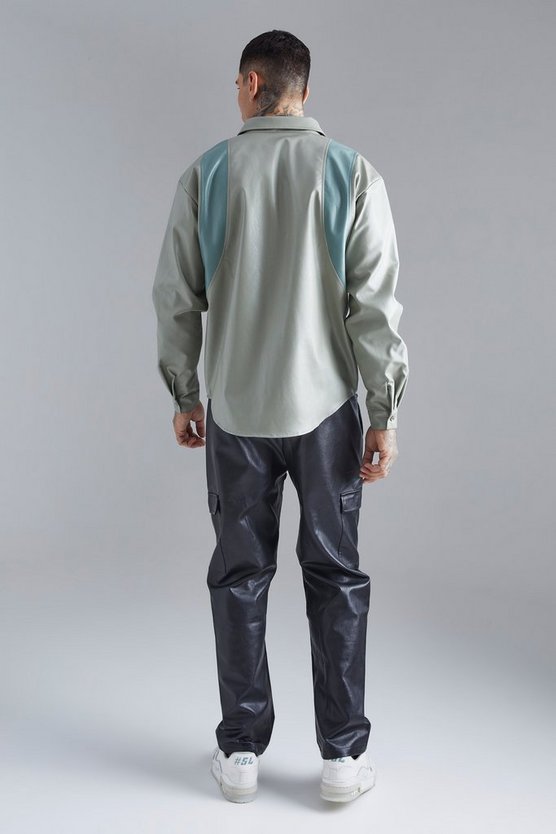 Overshirt mit PU-Einsatz