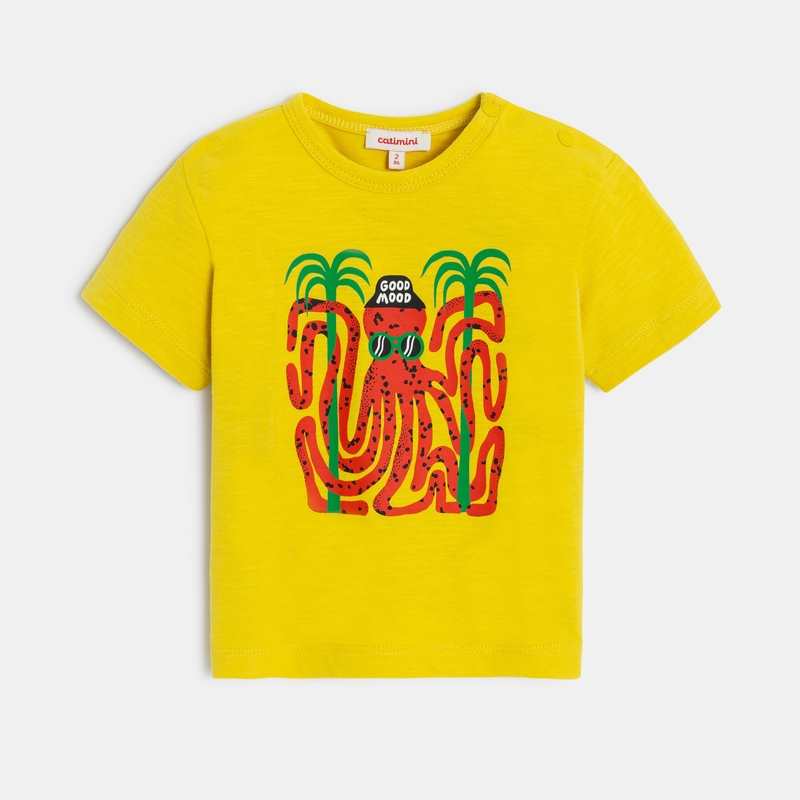 T-shirt bébé garçon jaune pieuvre Catimini