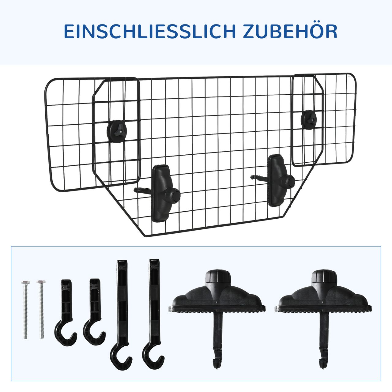 PawHut Hundeschutzgitter Auto Universal Kofferraumgitter verstellbar Trenngitter Metall schwarz (90-120) x 40,5 cm