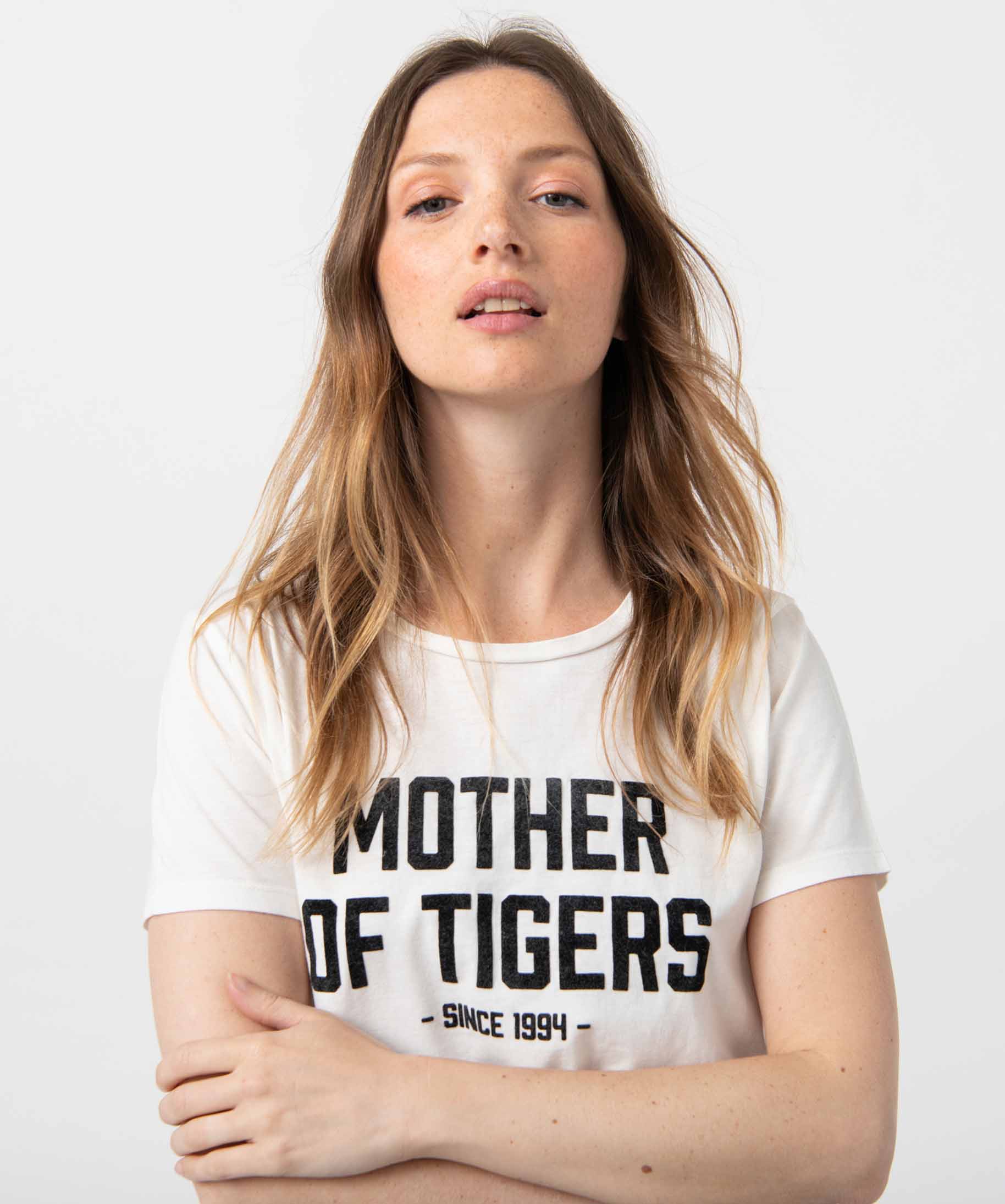 Tee-shirt femme à manches courtes avec inscription ecru | GEMO