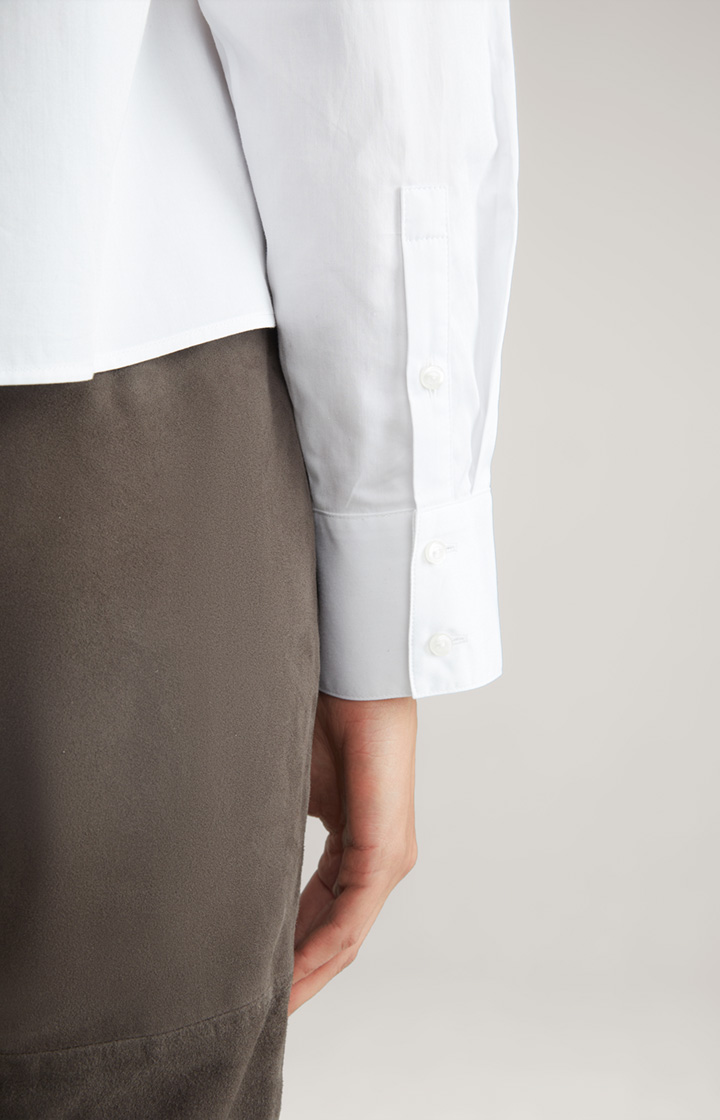 Baumwoll-Twill-Bluse in Weiß