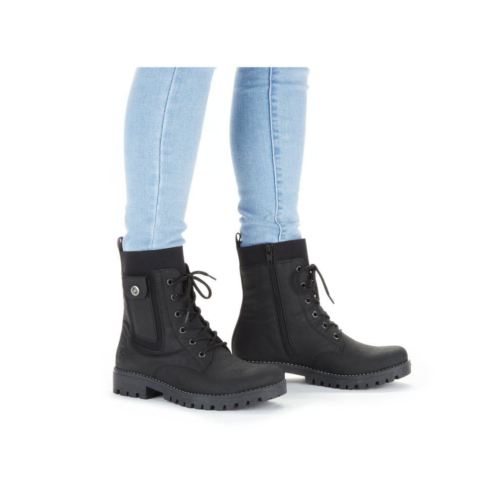 Rieker Damen Schnürstiefel tiefschwarz