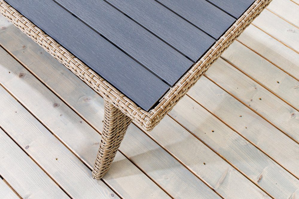 riess-ambiente Sitzgruppe MONACO 236cm natur, (Set, 1-tlg), Garten · inkl. Tisch und Kissen · Outdoor