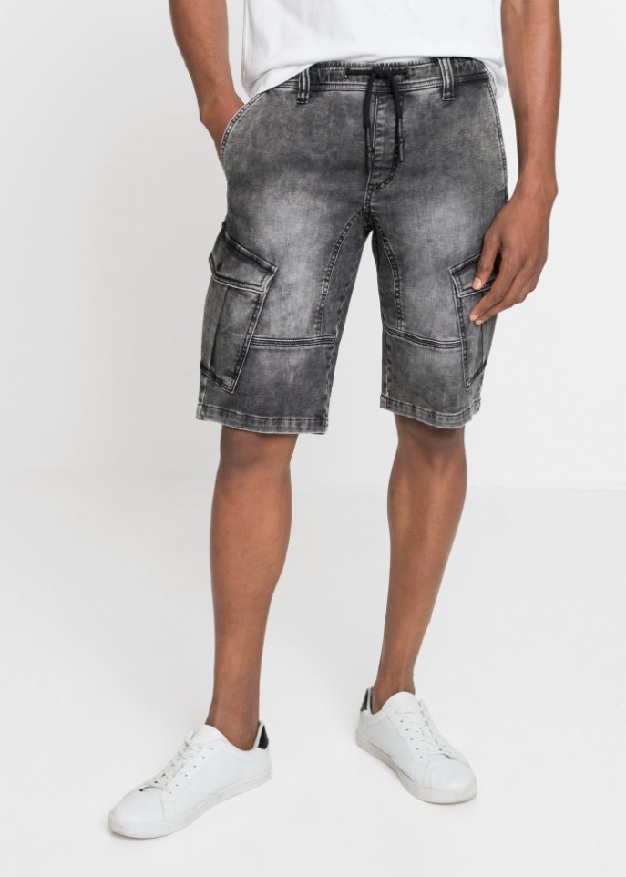 Sweatjeans-Bermuda mit Cargotaschen, Regular Fit