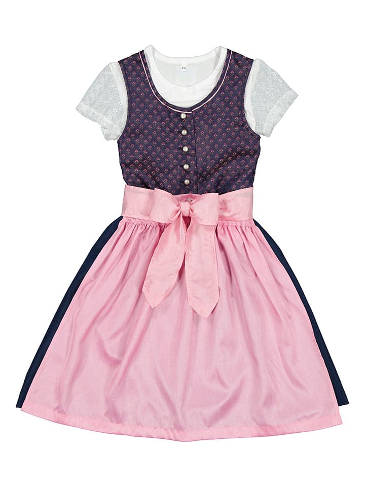 Turi Landhaus Dirndl in Dunkelblau/ Rosa günstig kaufen