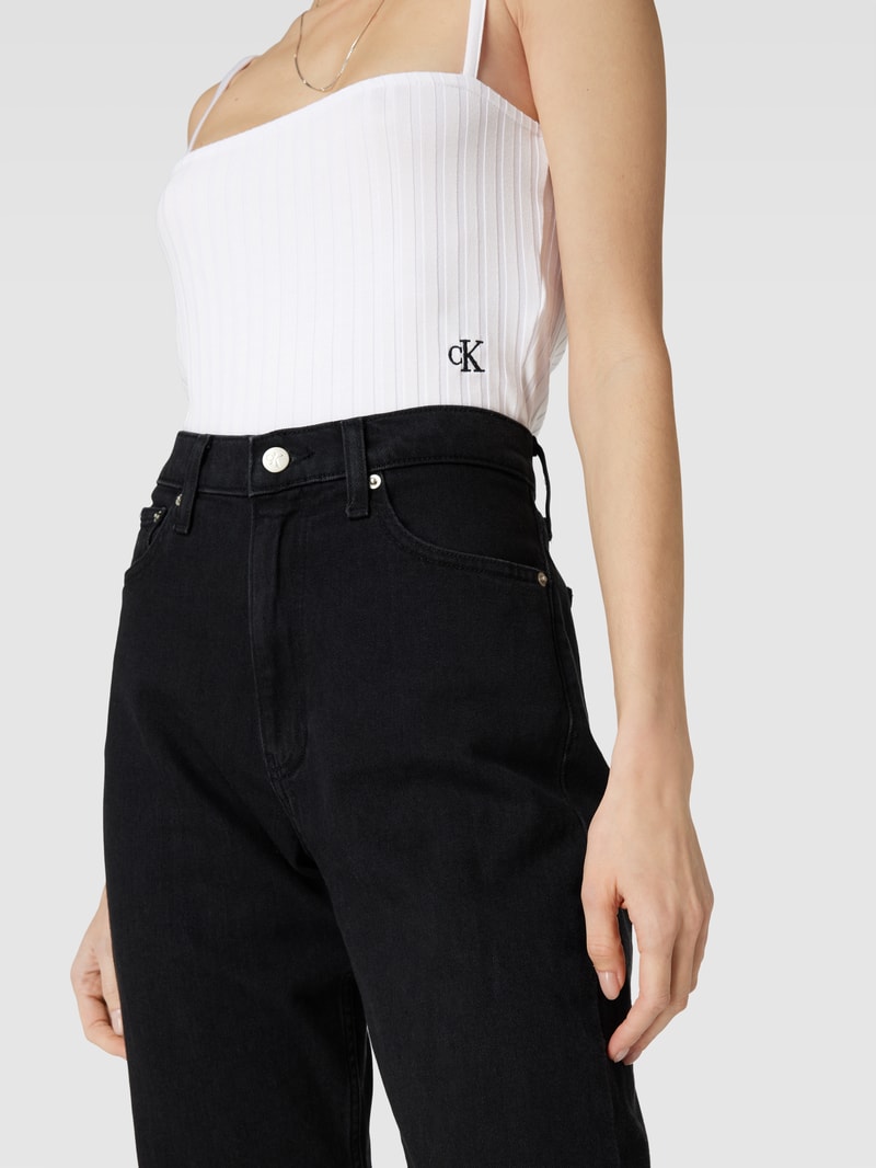 Crop Top im Ripp-Look in weiss