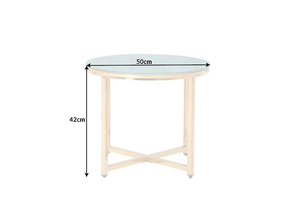riess-ambiente Beistelltisch BOUTIQUE 50cm türkis / gold (Einzelartikel, 1-St), Wohnzimmer · Kristallglas · Metall · rund · Marmor-Dekor · Barock