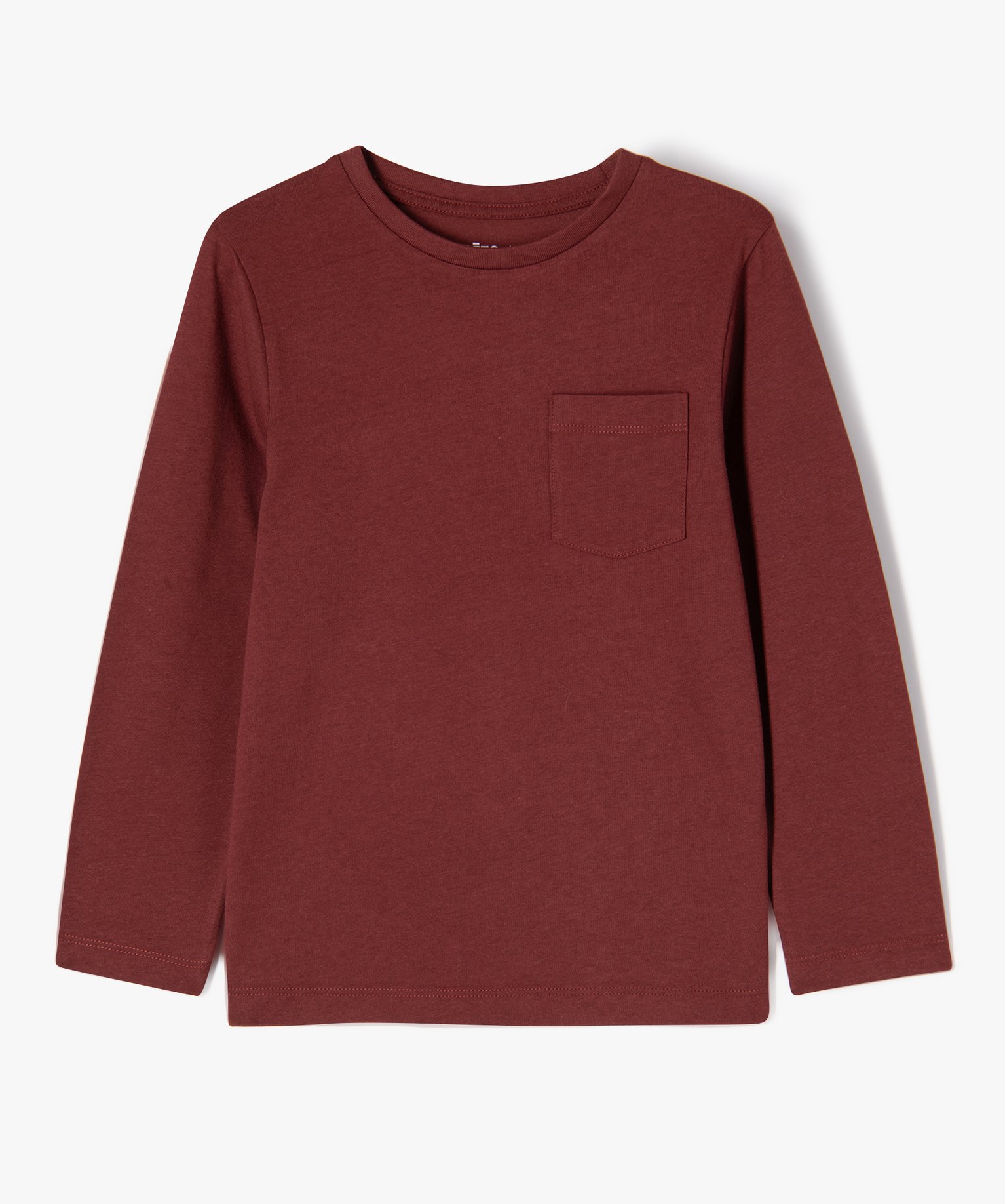 Tee-shirt à manches longues avec poche poitrine Garçon rouge fonce | GEMO