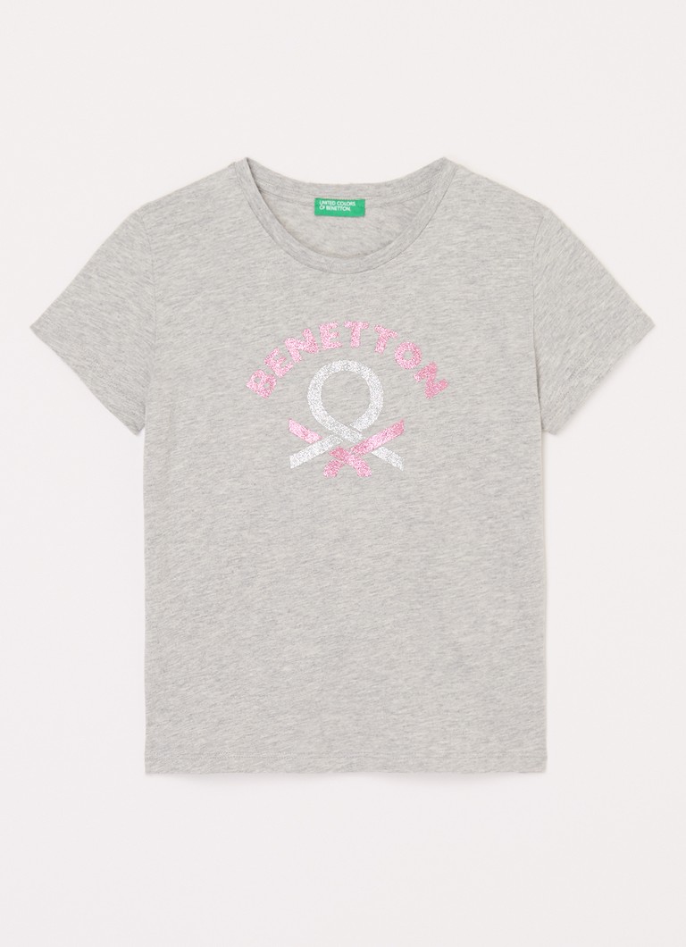 Tricou Benetton cu paiete și logo imprimat.