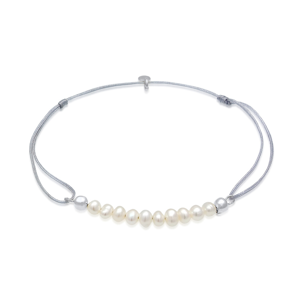 Elli Elli Bracelet Femme Basic Nylon Adjustable avec perles d'eau douce de culture en  Bracelet