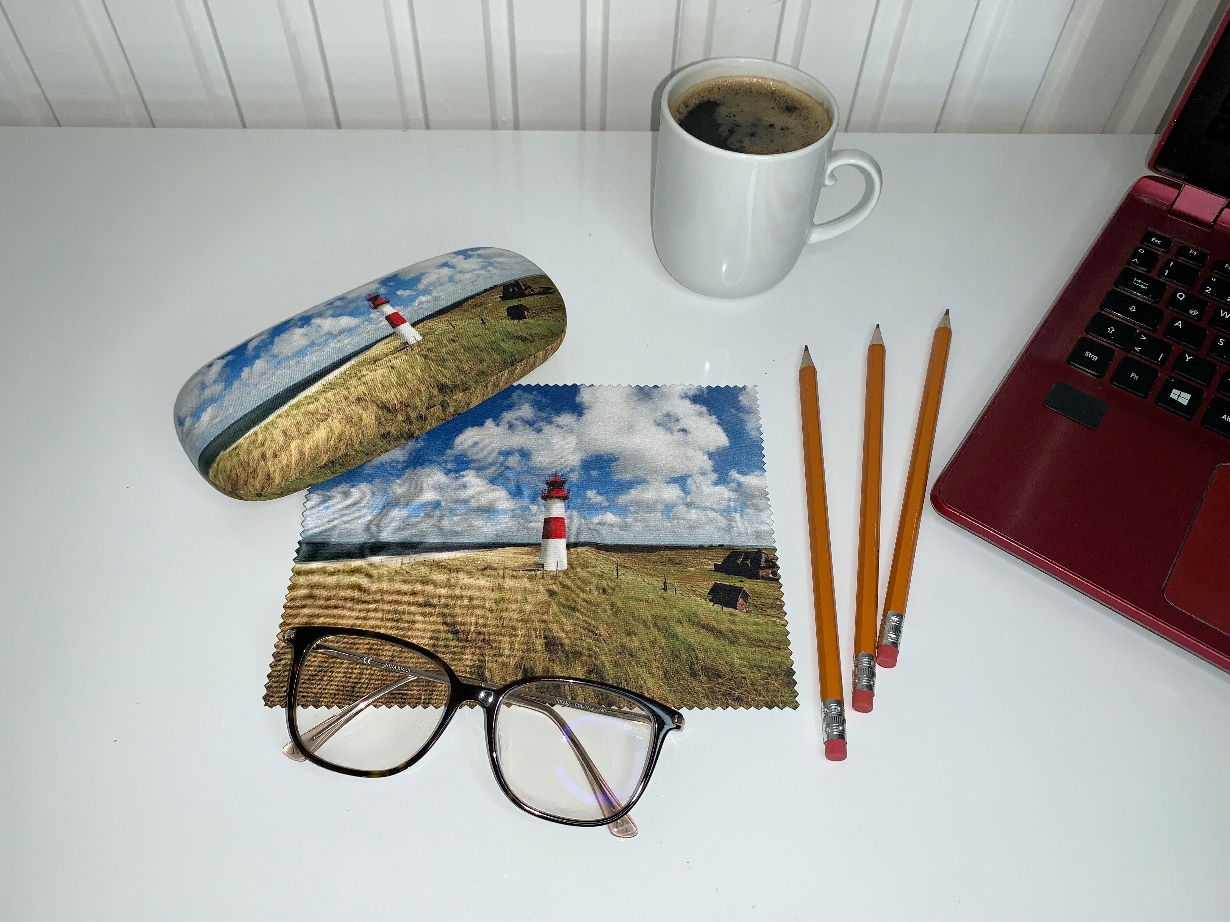 von Lilienfeld Brillenetui Brillenetui Leuchtturm auf Sylt Meer Motiv Etui Brillenbox, stabiles mit Mikrofaser bezogenes Hardcase