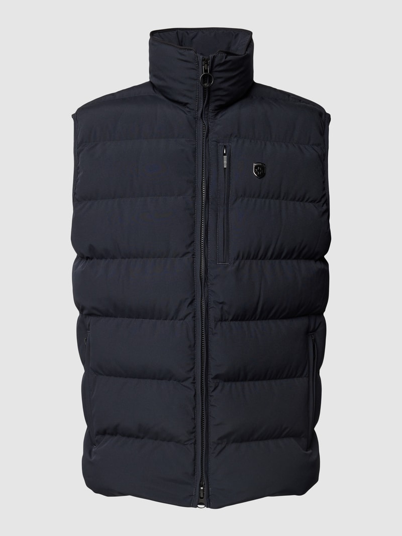 Steppweste mit Label-Applikation in marineblau