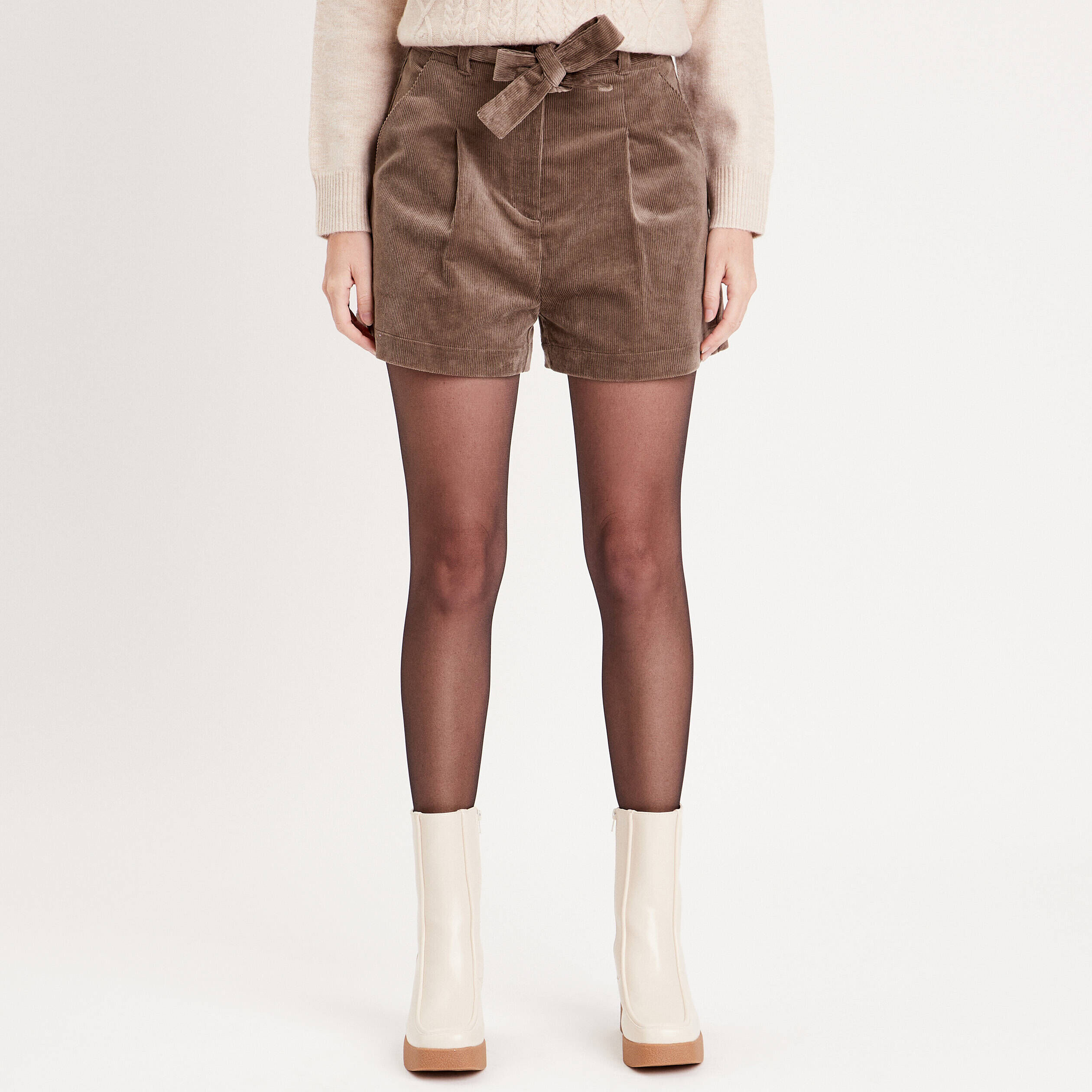 Short paperbag velours taupe femme | Cache Cache