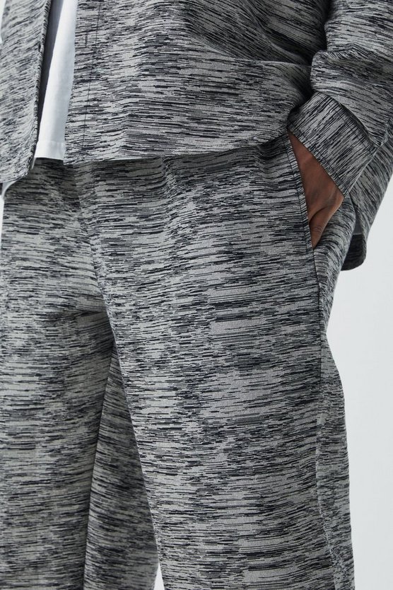 Plus gerade Jacquard Cargohose mit elastischem Bund