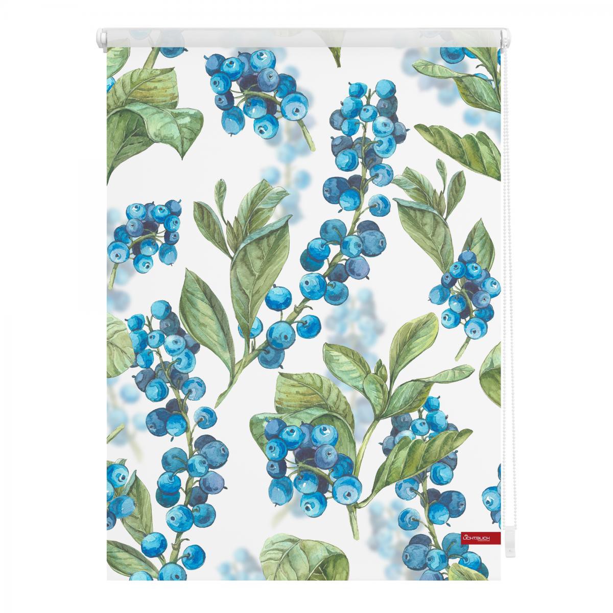 Lichtblick Rollo Klemmfix, ohne Bohren, blickdicht, Heidelbeere - Blau Grün, 120 cm x 150 cm (B x L)