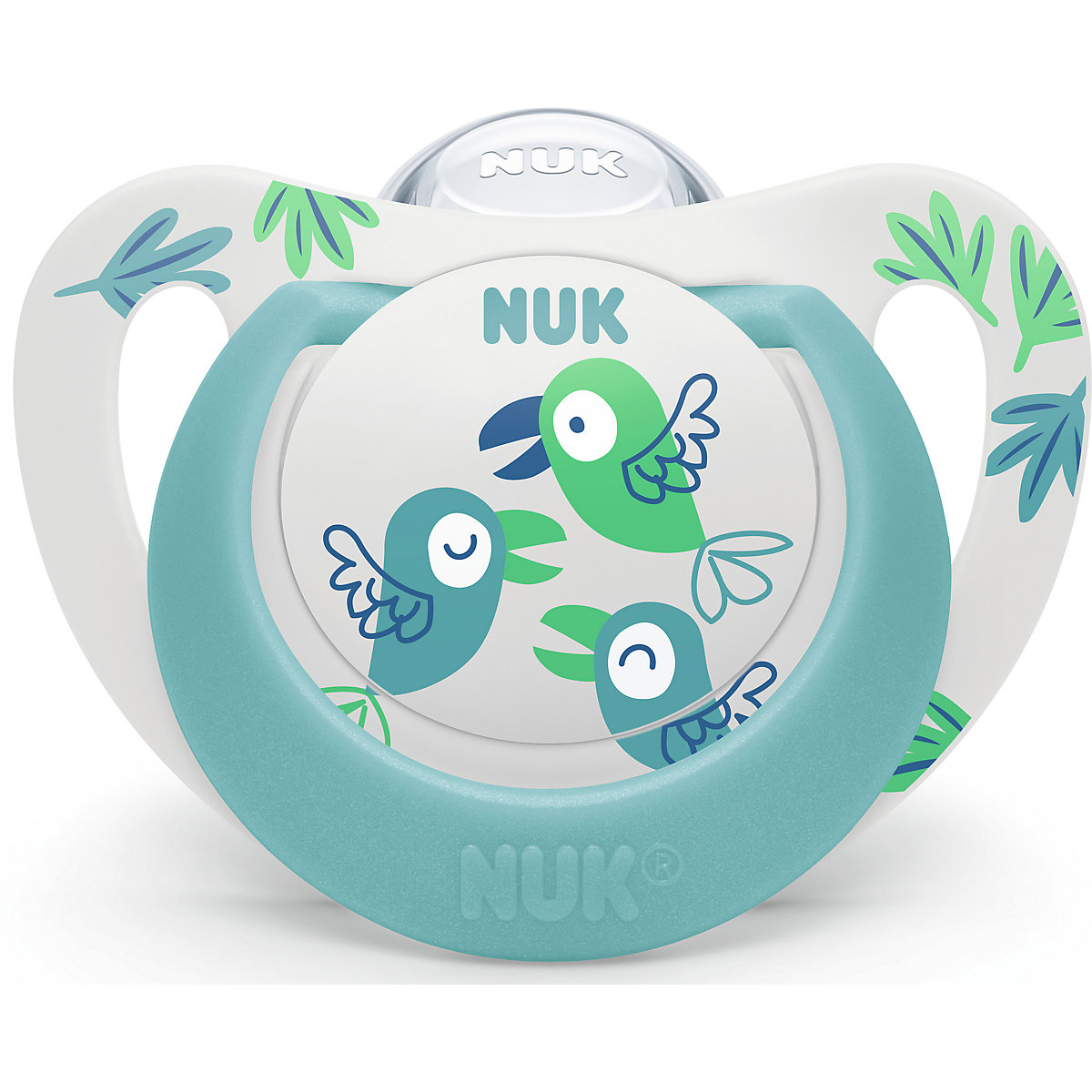 NUK Star Silikon-Schnuller, kiefergerecht, 6-18 Monate,  2 Stück, grün & blau