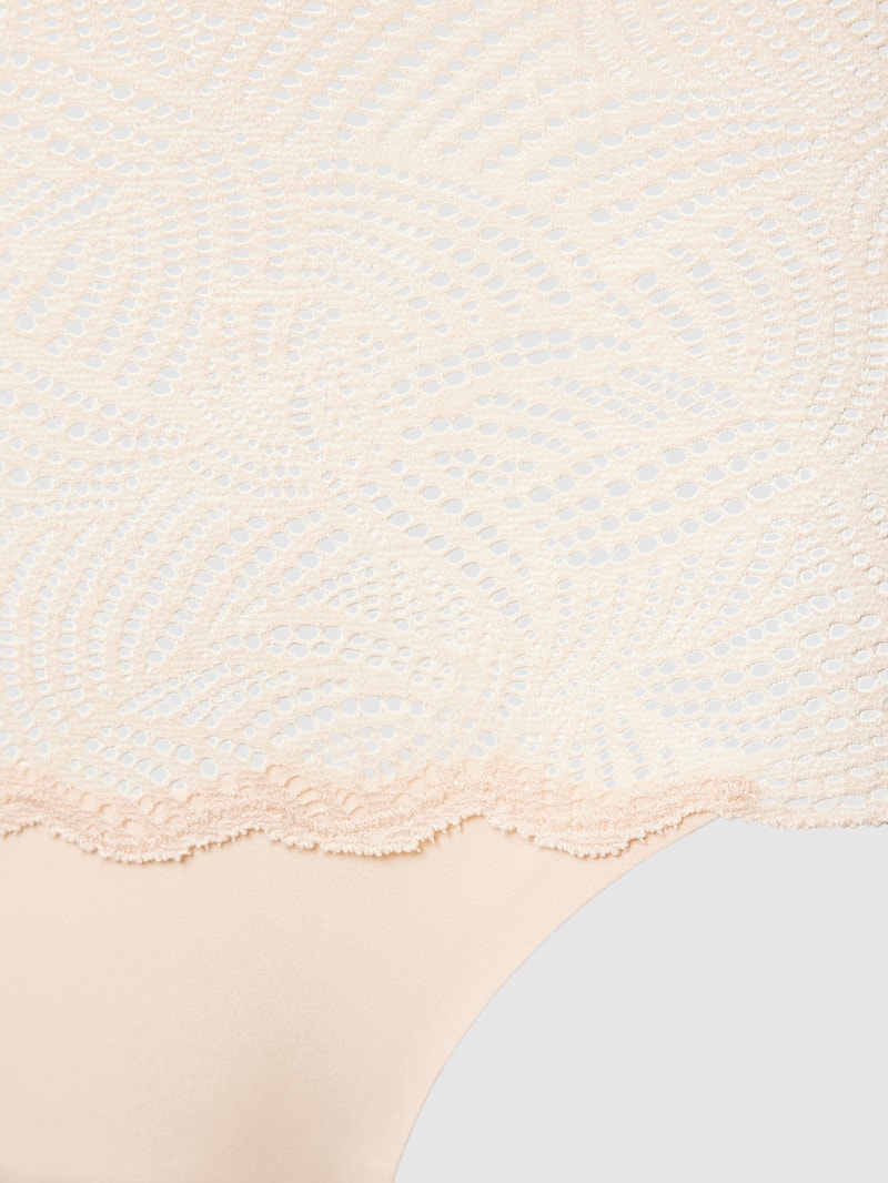 String mit Spitzenbesatz in beige