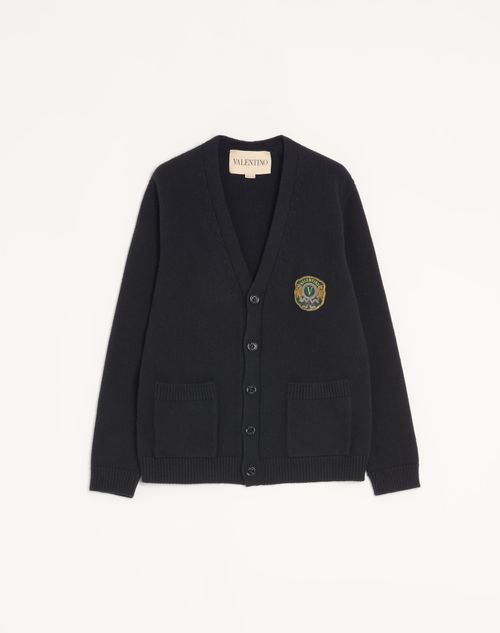 Cardigã de lã Valentino com aplique bordado Valentino