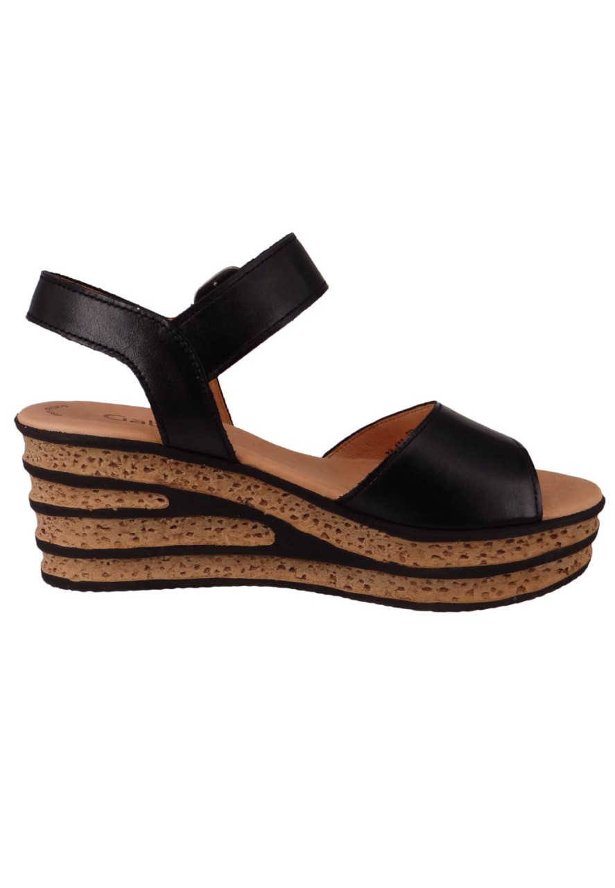 GABOR Komfort Sandalen schwarz Gabor Fashion Keilsandalette 24.651.27 S