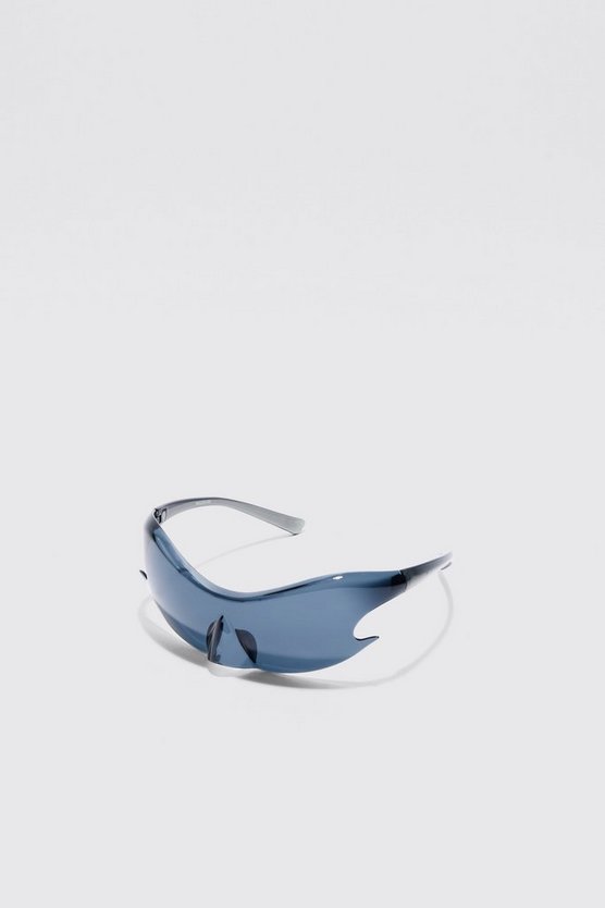 Rahmenlose verspiegelte Racer-Sonnenbrille aus Plastik