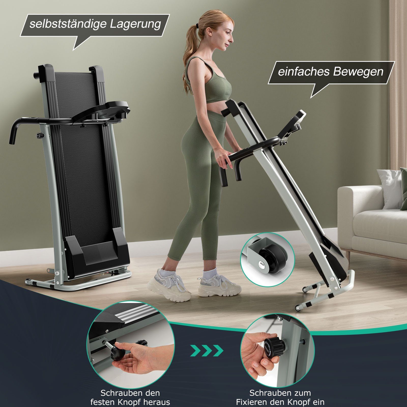 COSTWAY Laufband, klappbar zu Hause, 12km/h