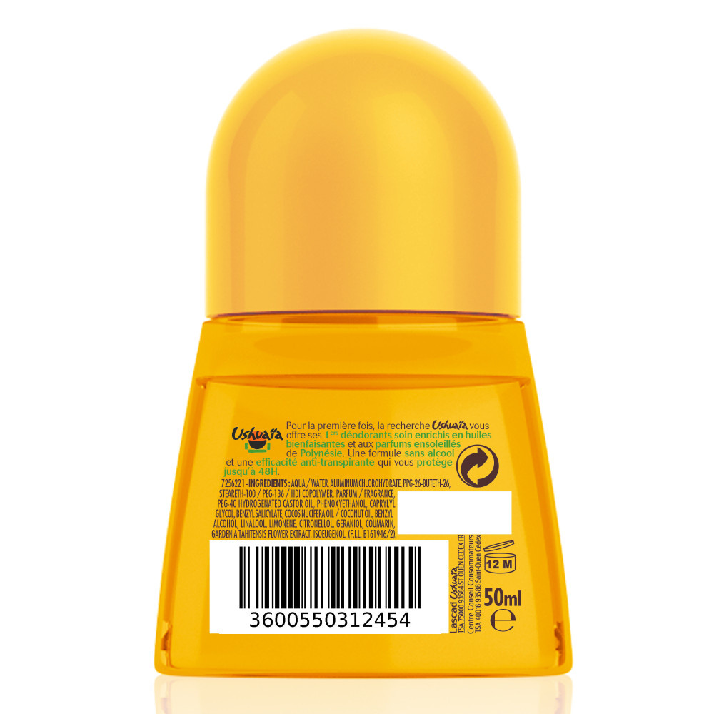 ushuaïa Huile de Monoï & Fleur de Tiaré Déodorant Bille Anti-Transpirant 48h
