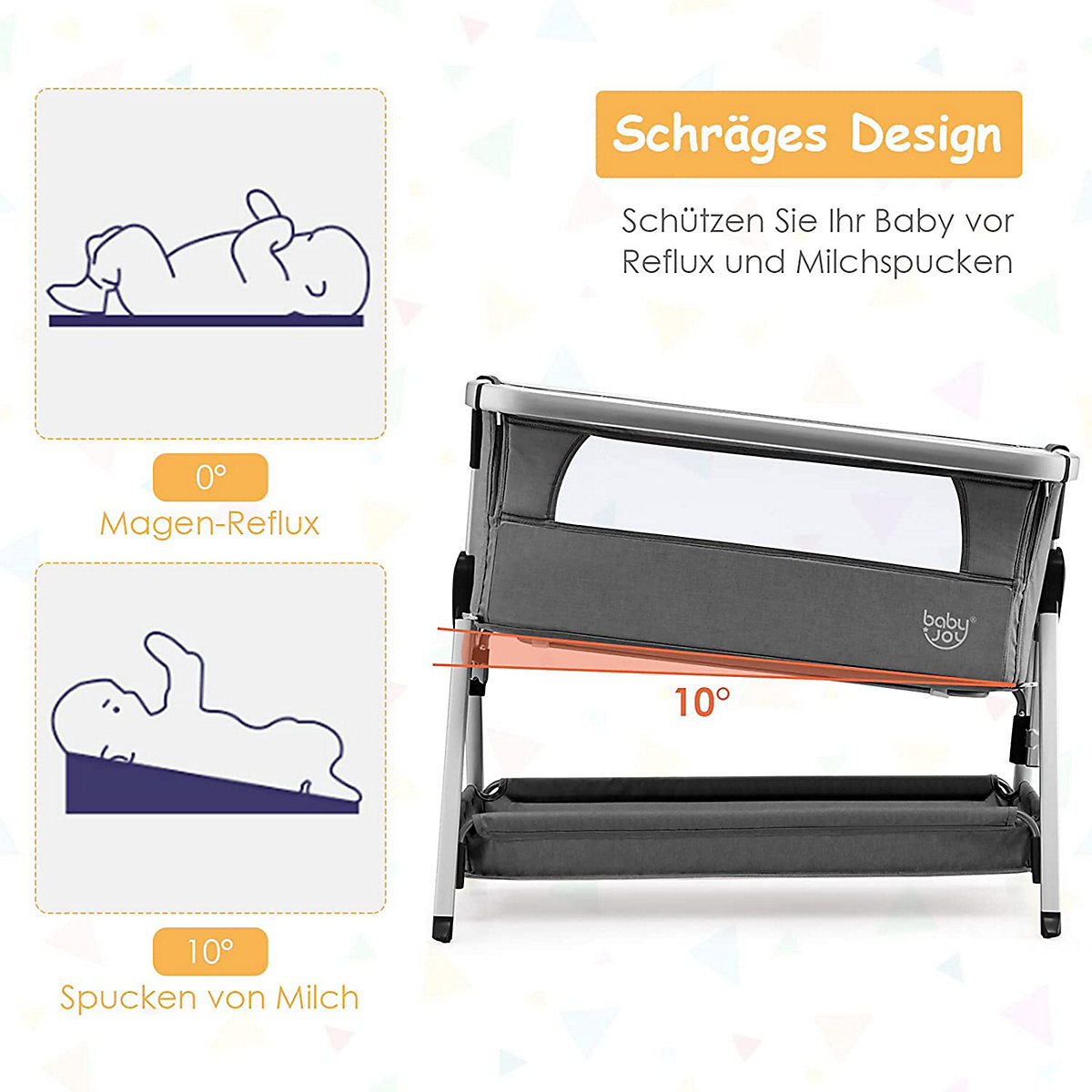 3 in 1 Beistellbett & Reisebett höhenverstellbar mit Matratze