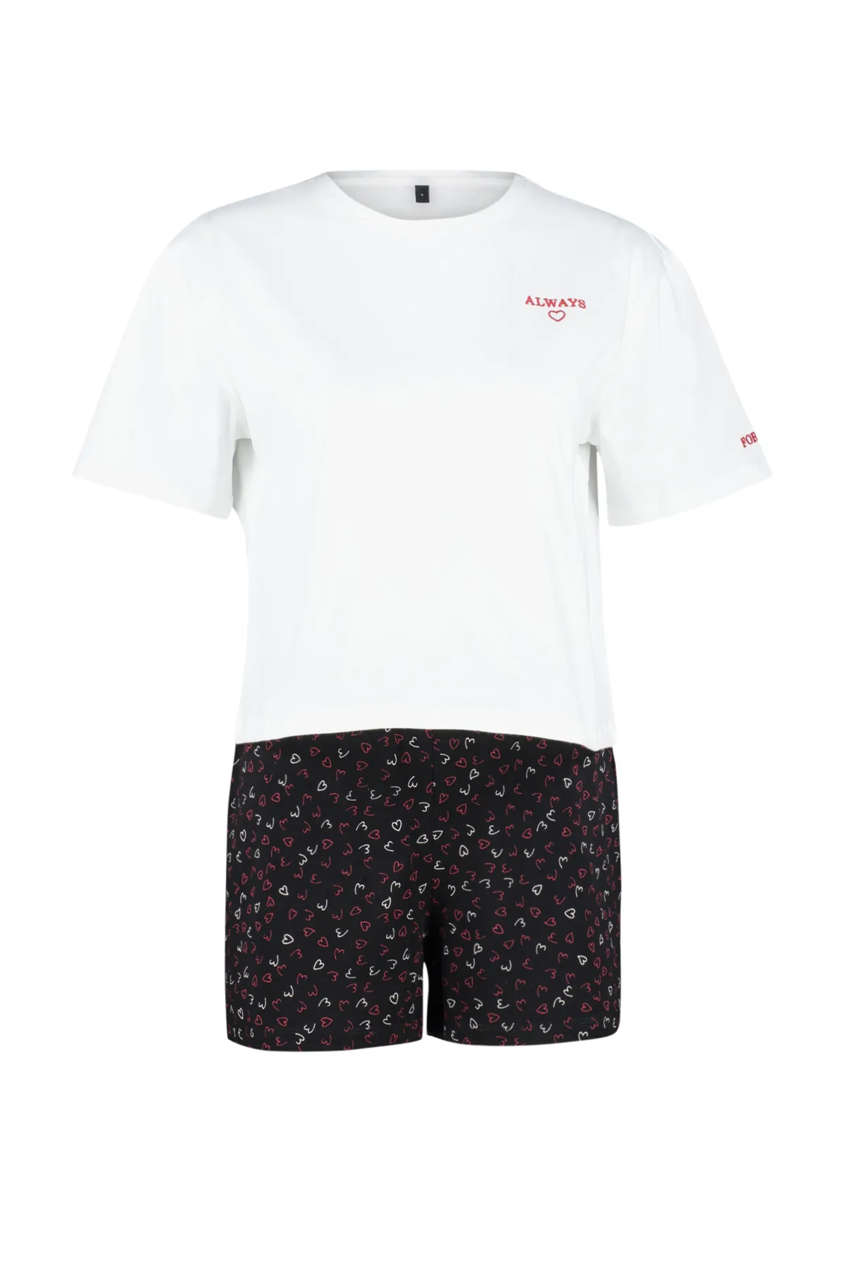 Trendyol Collection  Pyjama-Set für Damen, ecru, 100 % Baumwolle, mit Slogan bestickt, aus Strick THMSS24PT00176