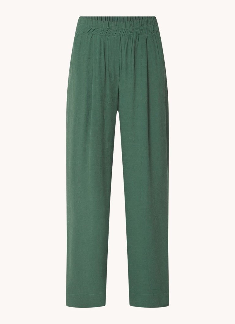 Pantaloni Benji cu talie înaltă, lați pe picioare și buzunare laterale.
