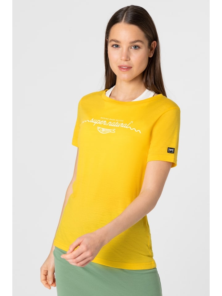 super.natural Merino T-Shirt W MARINA TEE in gelb günstig kaufen