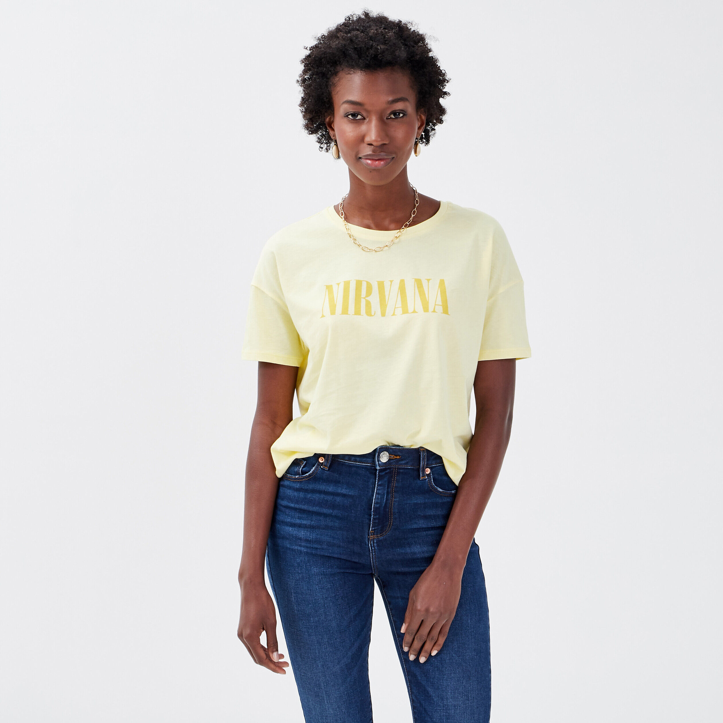 T-shirt Nirvana jaune clair femme | Cache Cache