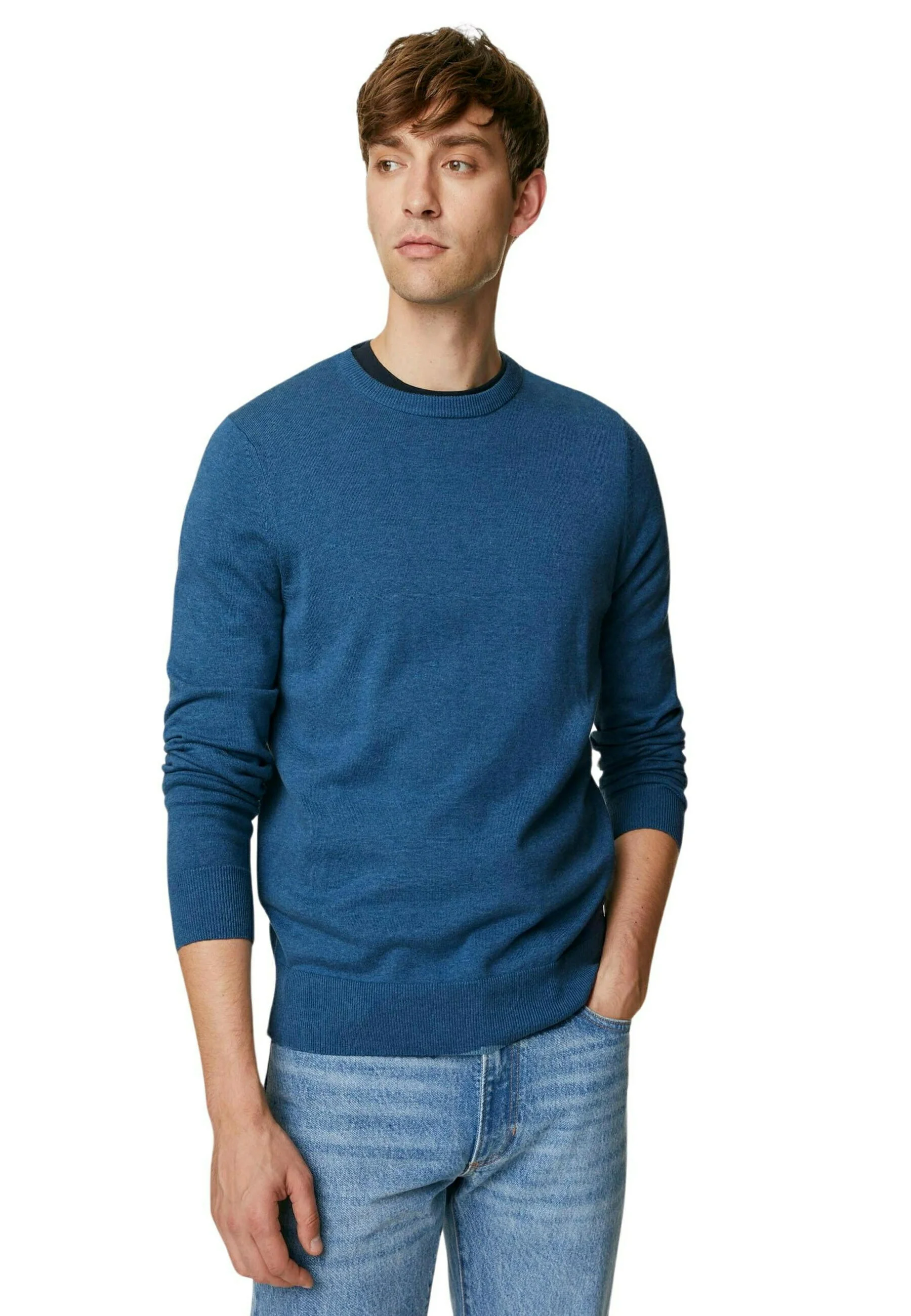 Jersey de cuello redondo de algodón puro de Marks & Spencer