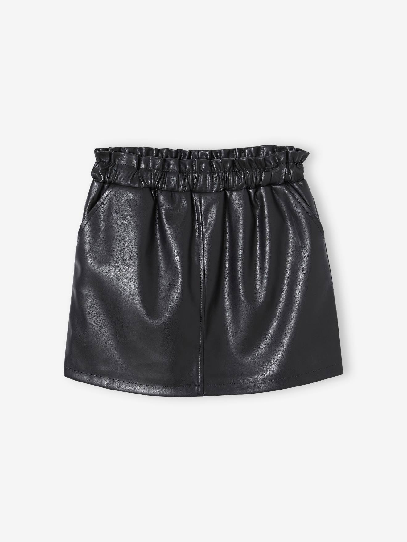 Jupe simili cuir fille noir