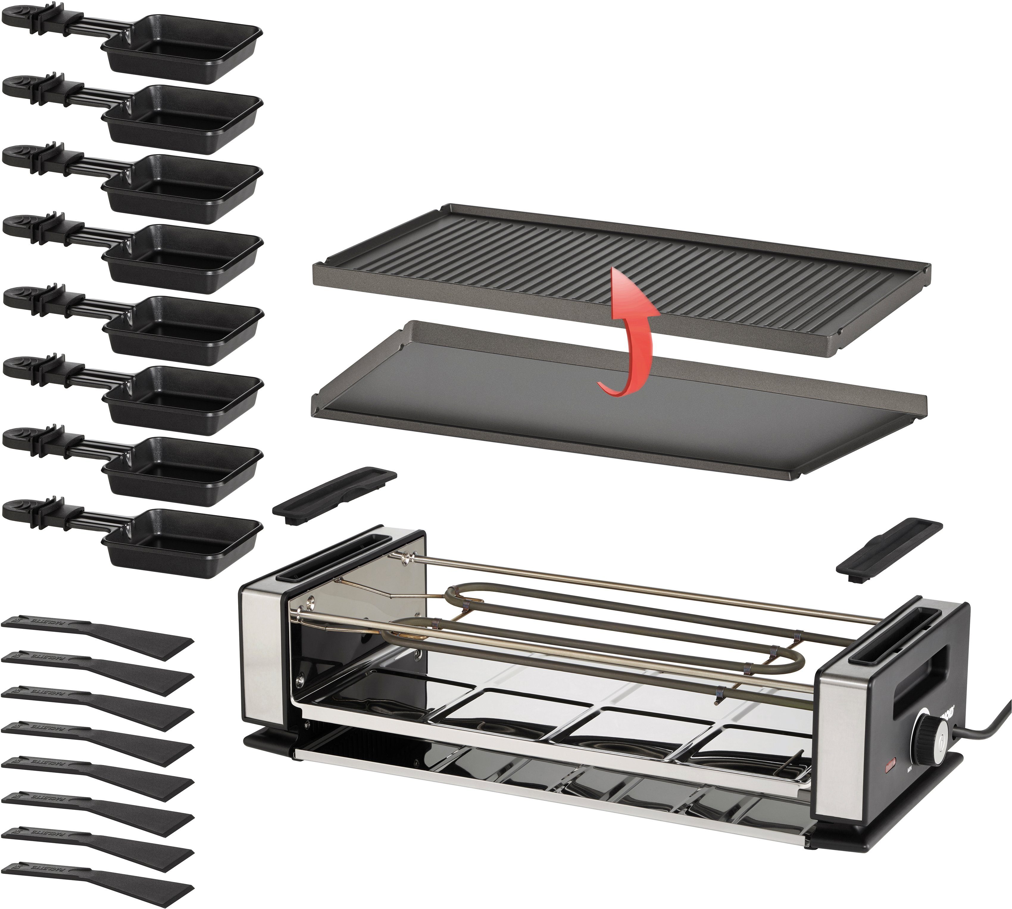 Unold Raclette 48730 Finesse Basic, 8 Raclettepfännchen, 1200 W