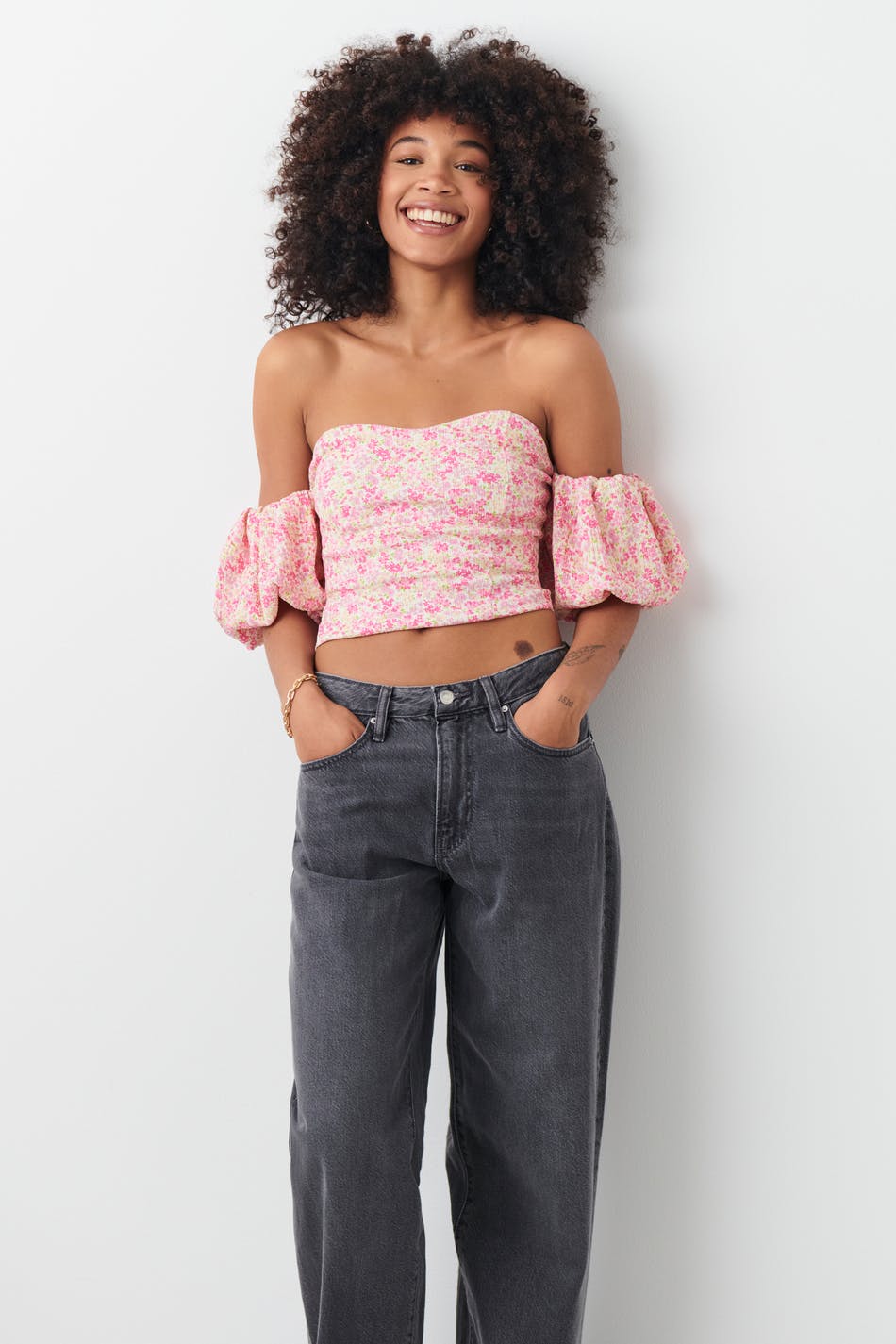 Off shoulder puff sleeve top