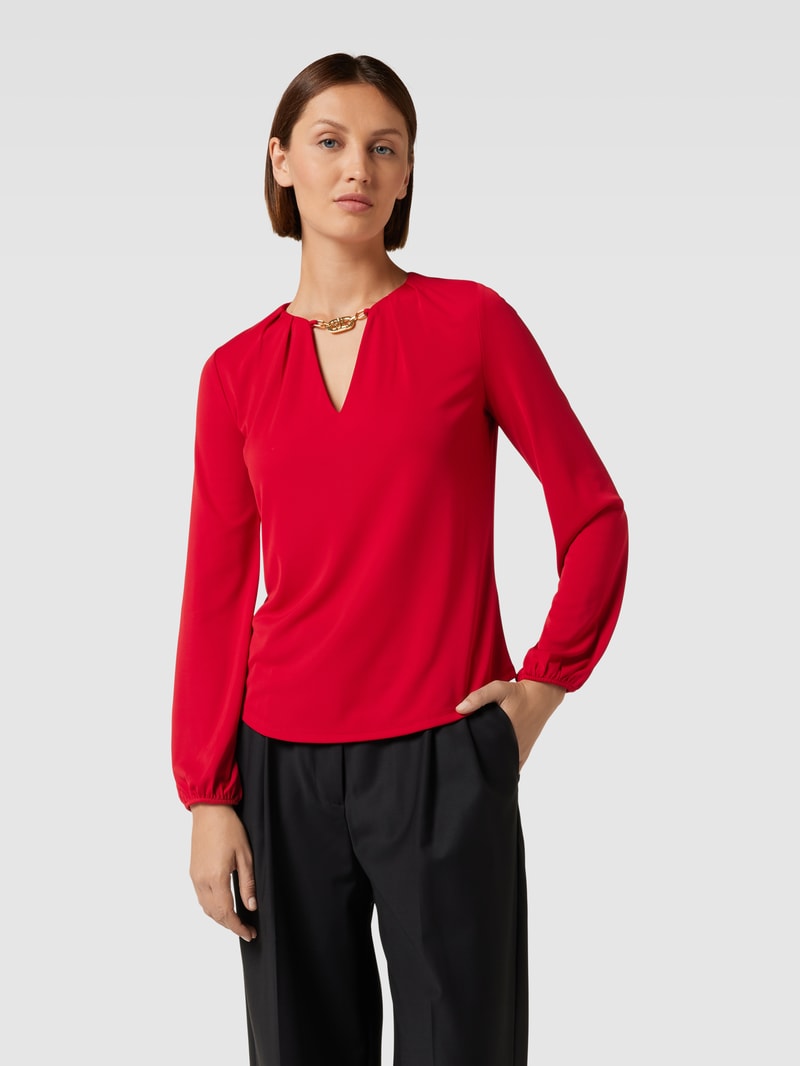 Blusenshirt mit Label-Ketten-Detail Modell 'AZTELLA' in rot