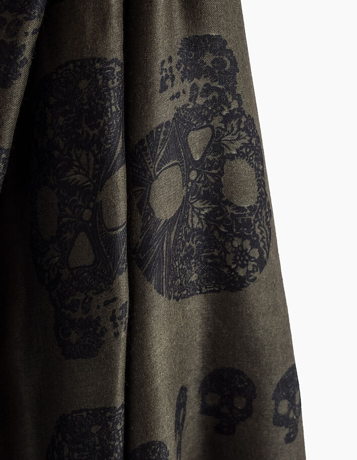 Chèche kaki print tête de mort Homme