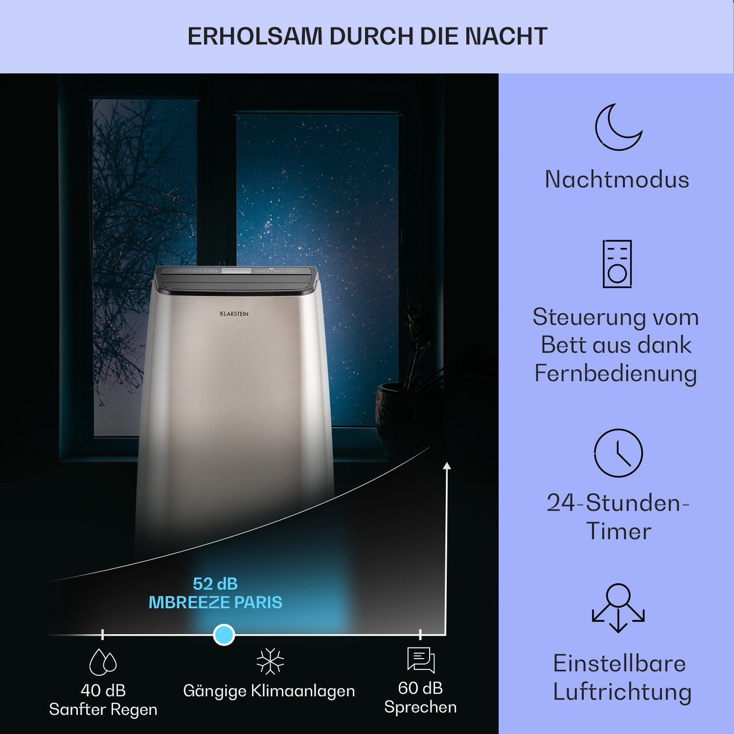 Klarstein Klimagerät Metrobreeze 9 Paris, Klimagerät mobil Air Conditioner Kühlgerät Luftkühler