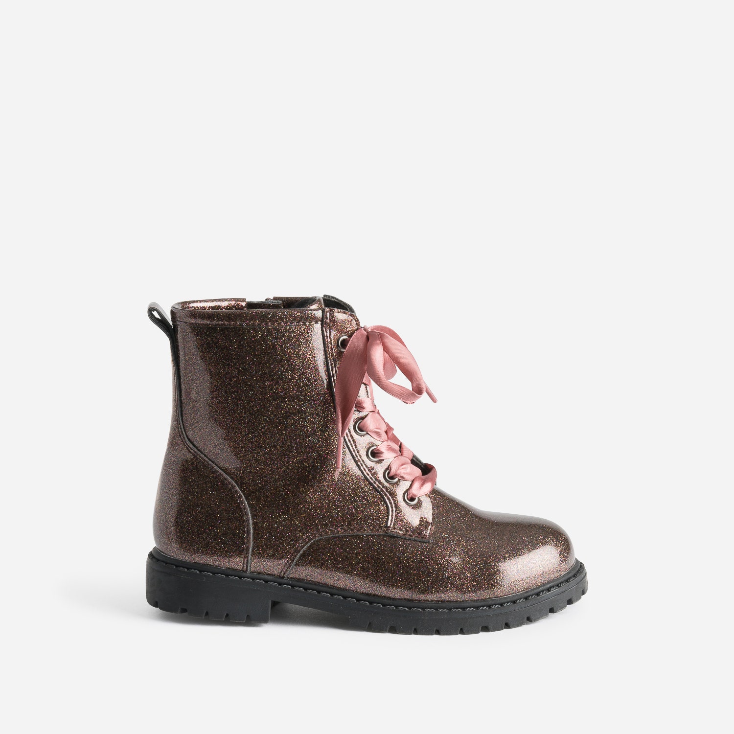 Boots BUGGY rose pailleté à lacet-ruban