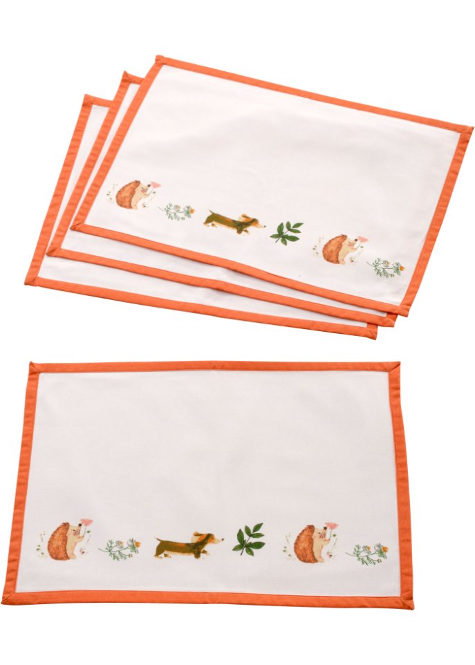 Bio Baumwoll Tischsets mit Druck (4er Pack)