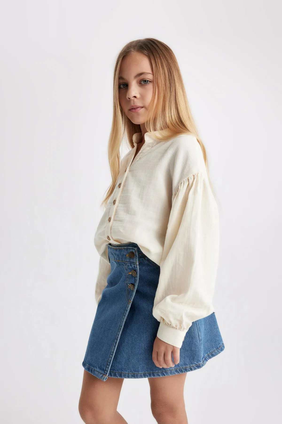 DeFacto  Mädchen-Musselin-Langarmshirt mit entspannter Passform